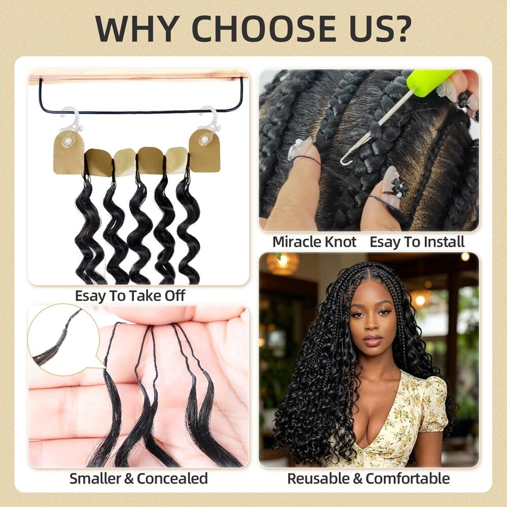 New 14" Deep Wave Crochet Human Hair 60g 50 Strands Miracle Knots Natural Black - Picture 7 of 13